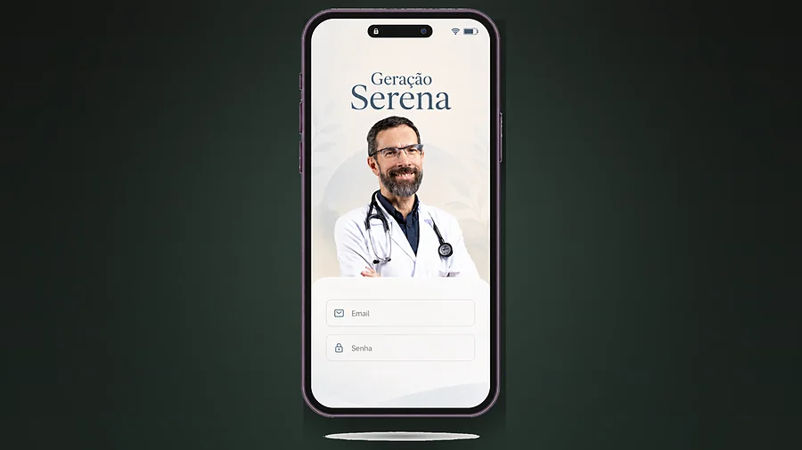 Mockup do aplicativo da Geração Serena